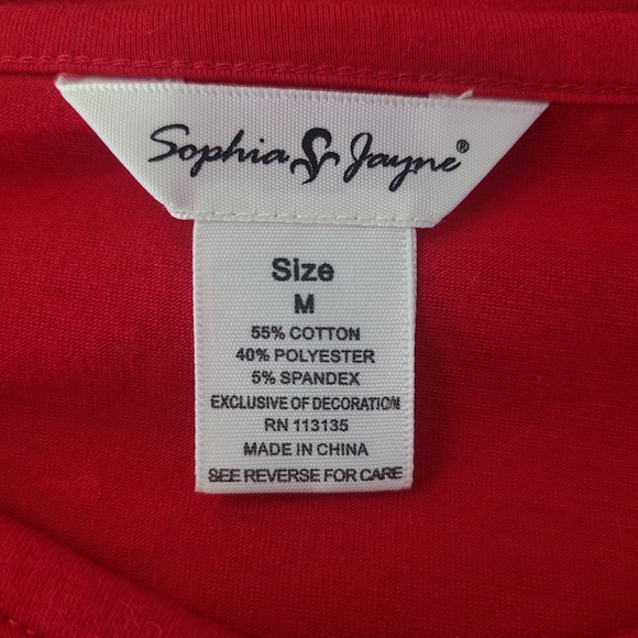 Sophia & Jayne Embroidered/Jeweled Long Sleeve Christmas Top Size Med - Picture 4 of 4